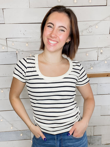 Stripe Down Scoop Neck