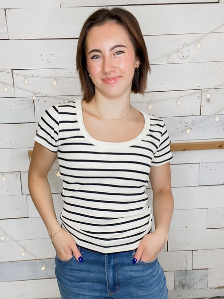 Stripe Down Scoop Neck