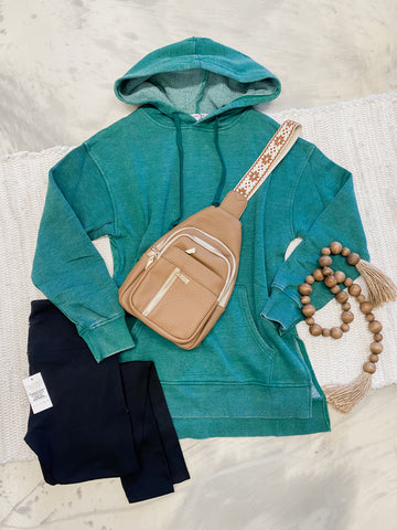 Michelle Mae Vintage Wash Hoodie Hunter Green