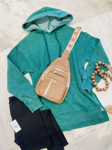 Michelle Mae Vintage Wash Hoodie Hunter Green