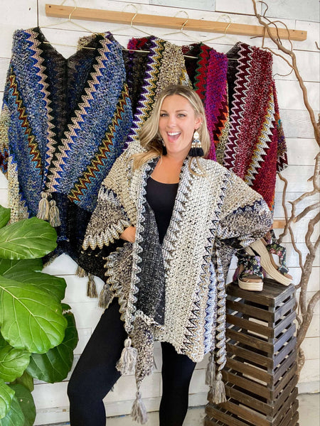 Ruana Crochet Kimono Khaki