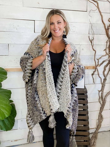 Ruana Crochet Kimono Khaki