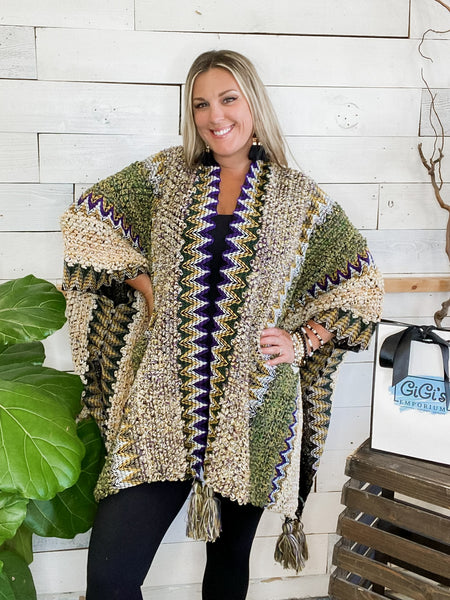 Ruana Crochet Kimono Mustard