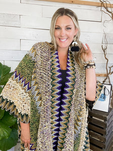 Ruana Crochet Kimono Mustard
