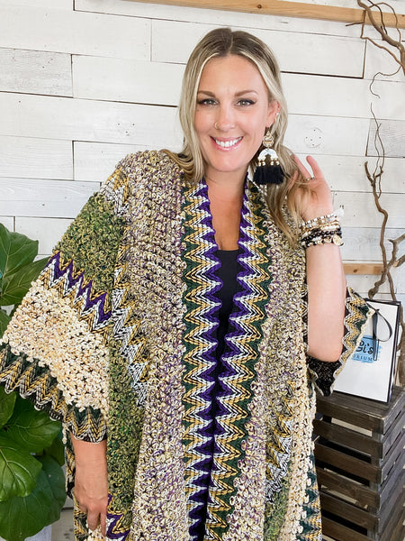 Ruana Crochet Kimono Mustard