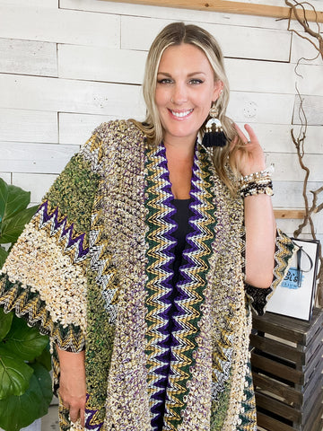 Ruana Crochet Kimono Mustard