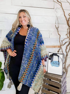 Ruana Crochet Kimono Cobalt