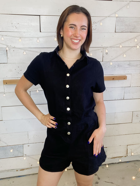 Rae Mode Cotton Romper Black