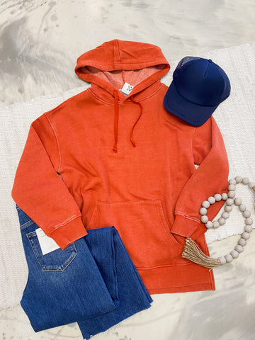 Michelle Mae Vintage Wash Hoodie in Rust