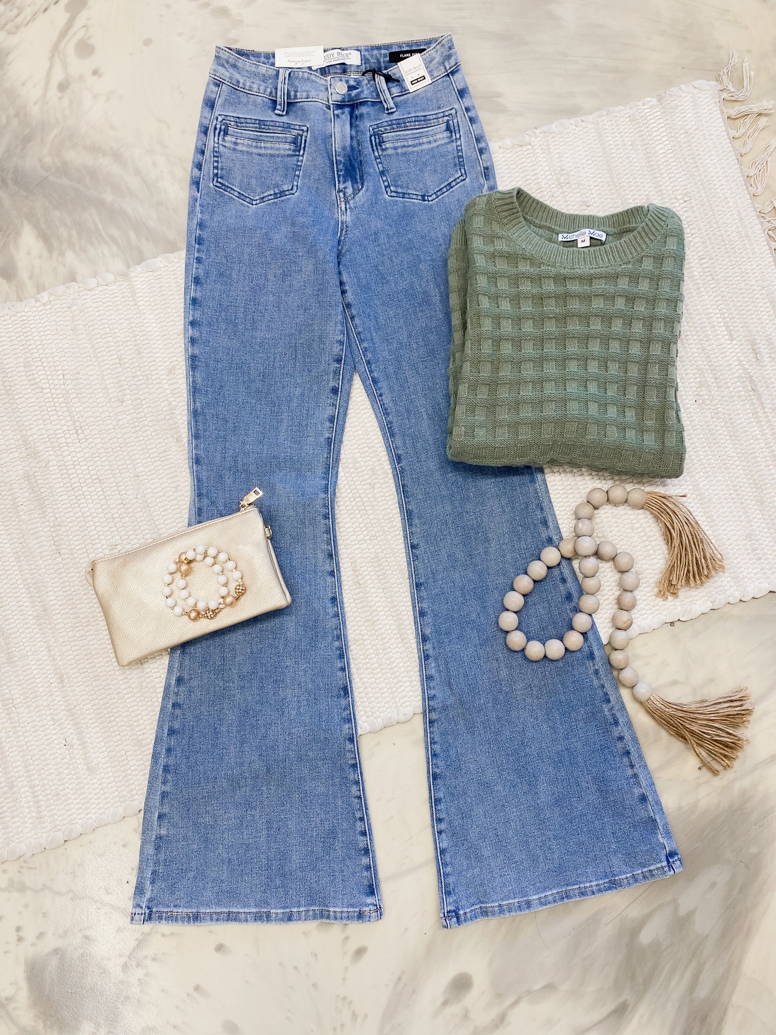 Judy Blue HW Flare Front Patch & Welt Pockets