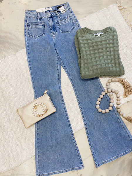 Judy Blue HW Flare Front Patch & Welt Pockets