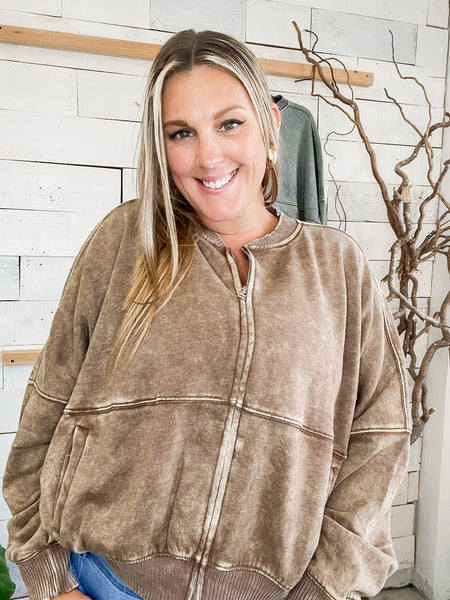 Vintage Washed Jacket in Mocha