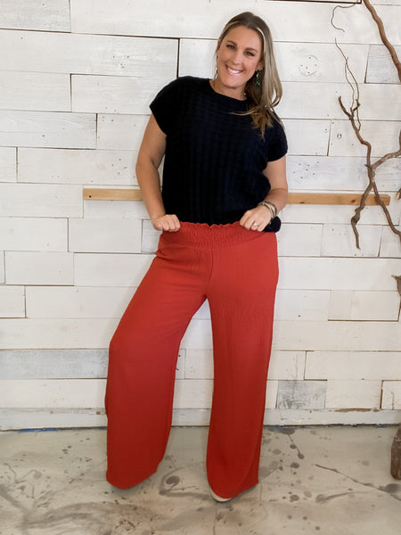Michelle Mae Presley Palazzo Pants in Brick