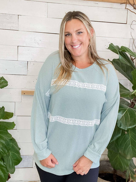Waffle Knit Sage Lace