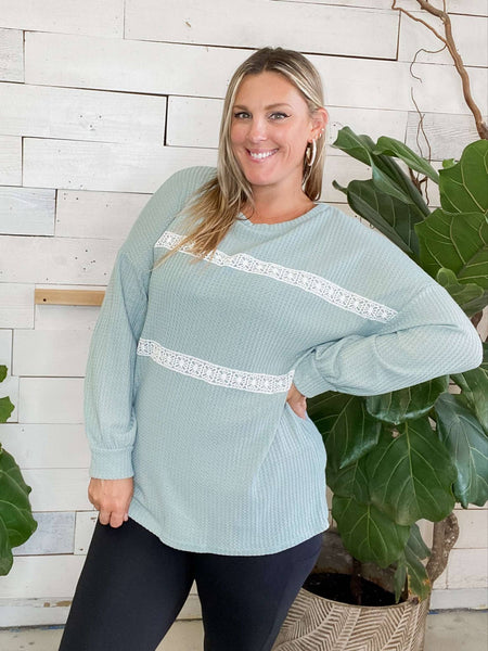 Waffle Knit Sage Lace