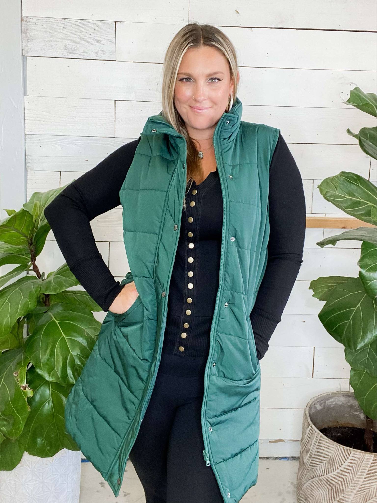 Michelle Mae Harlow Vest in Hunter Green