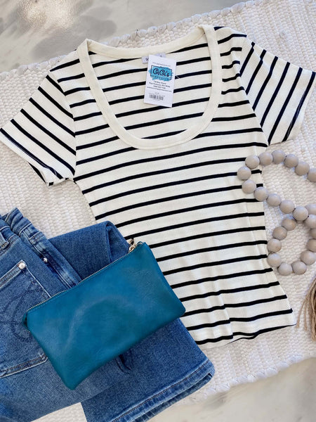 Stripe Down Scoop Neck