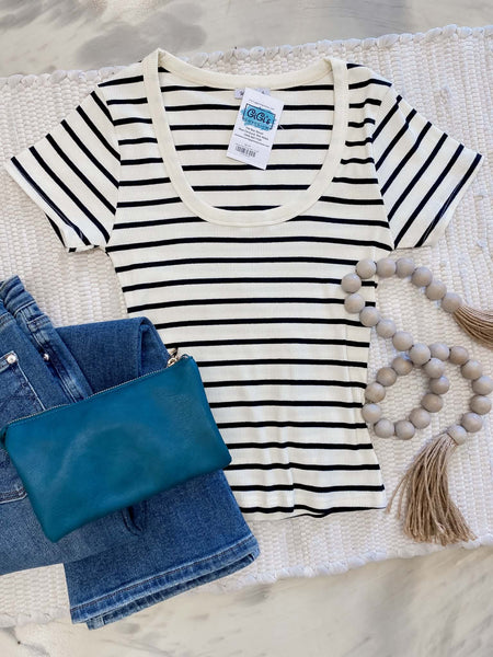 Stripe Down Scoop Neck