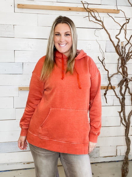Michelle Mae Vintage Wash Hoodie in Rust