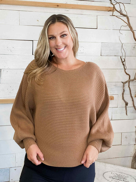 Zenana Boat Neck Balloon Sweater