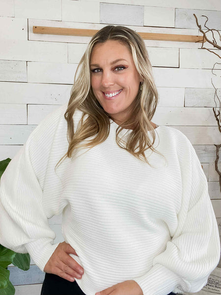 Zenana Boat Neck Balloon Sweater