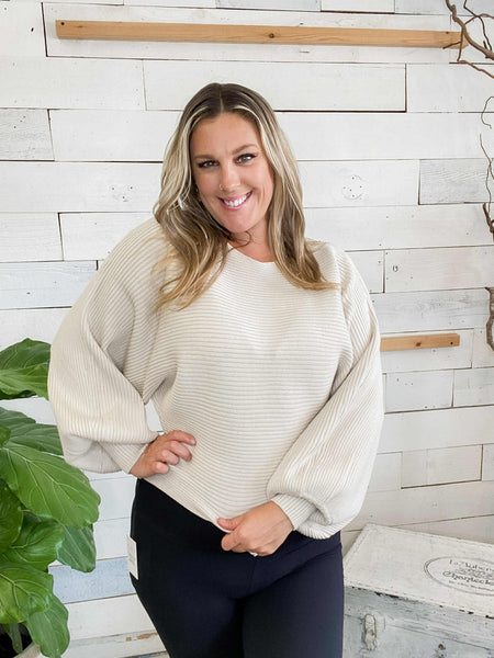 Zenana Boat Neck Balloon Sweater
