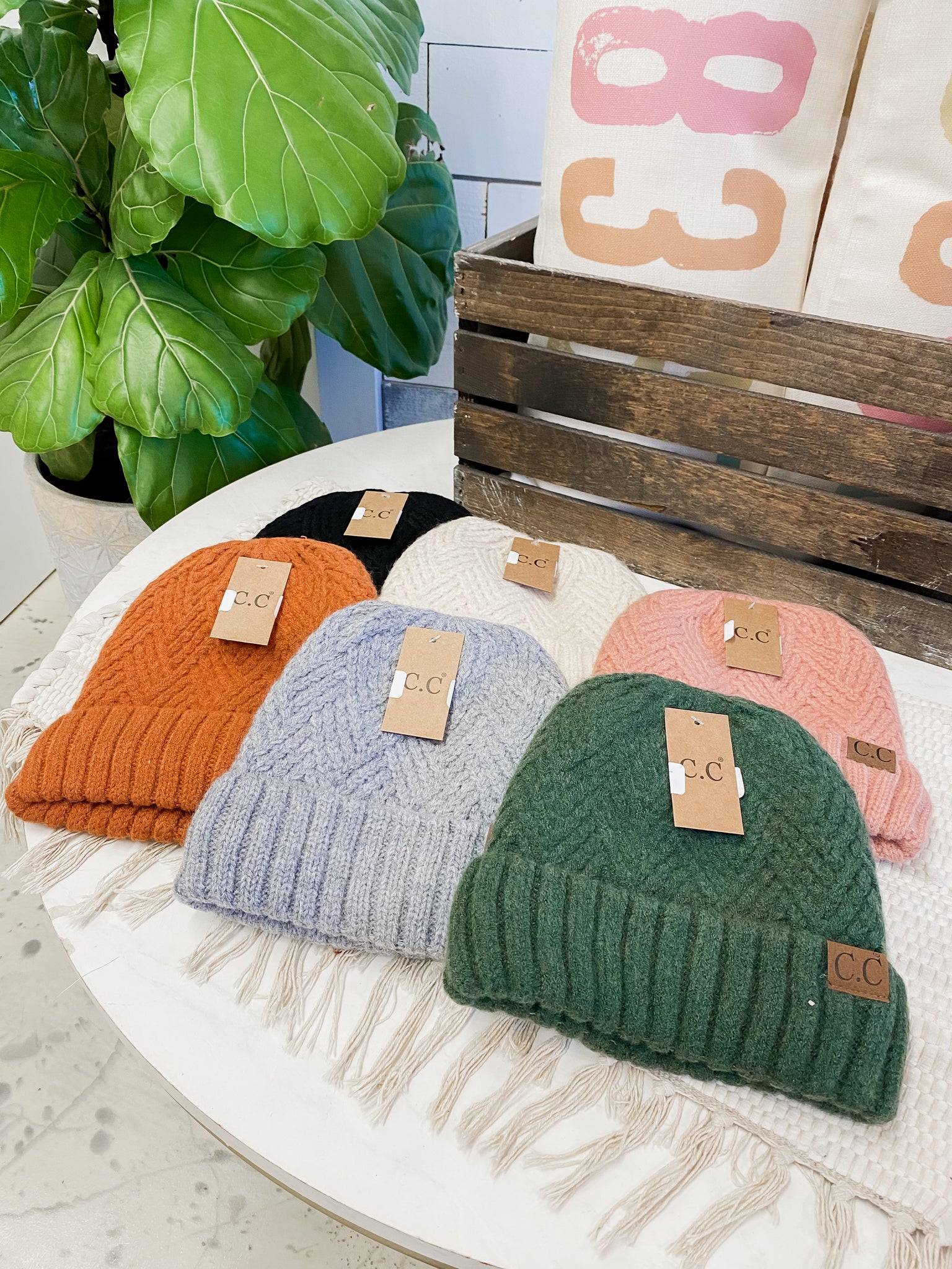 CC Beanie Fuzzy Lined Crisscross