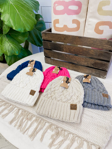 CC Beanie Lattice Knit Cuff