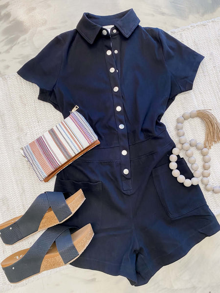 Rae Mode Cotton Romper Black