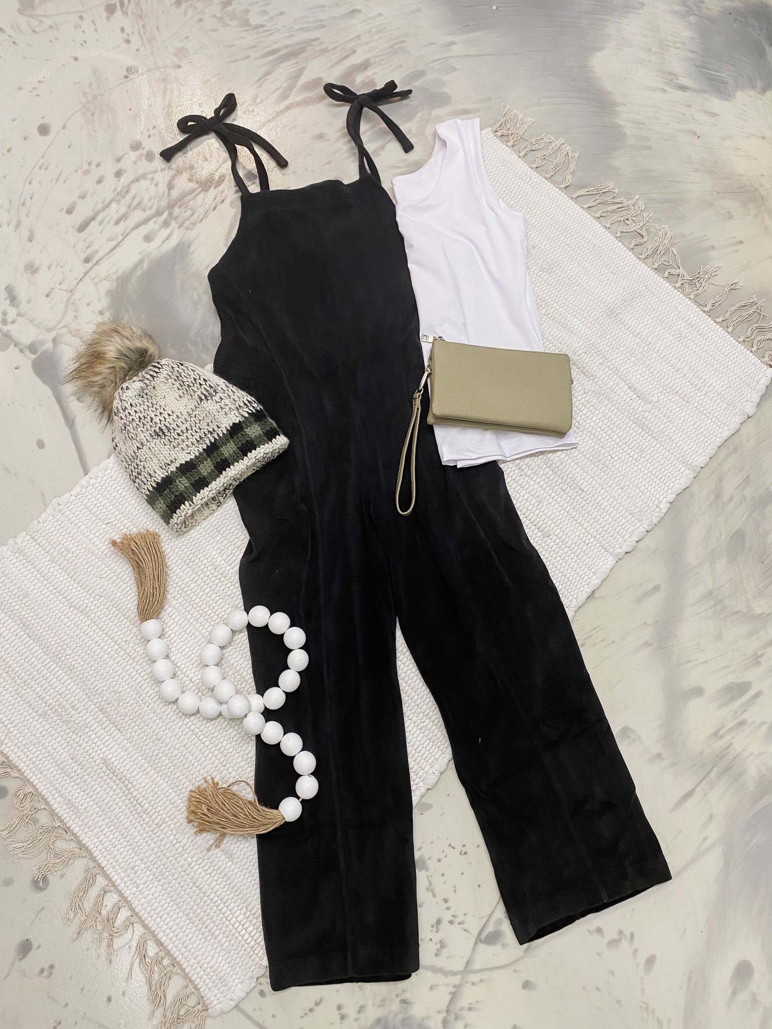 Black Out Friday Fleece Jumpsuit in Black