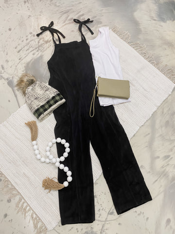 Black Out Friday Fleece Jumpsuit in Black