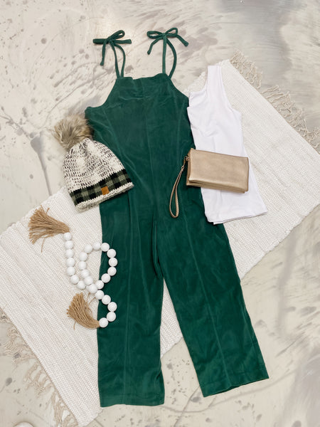 Black Out Friday Fleece Jumpsuit in Forest