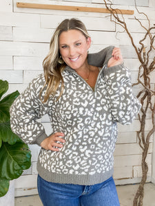 Olive Cheetah HalfZip Mock Neck Dreamer Pullover