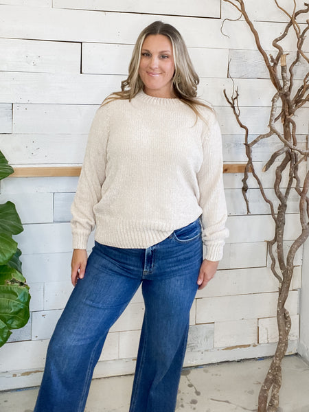Chillin in Chenille Sweater Sand Beige