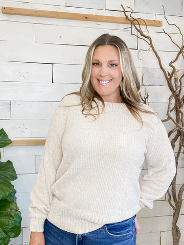Chillin in Chenille Sweater Sand Beige