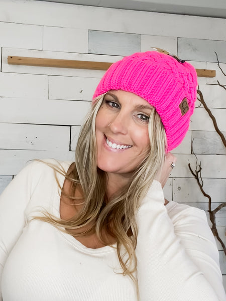 CC Beanie Lattice Knit Cuff