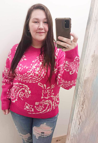 Paradise in Paisley Sweater in Pink