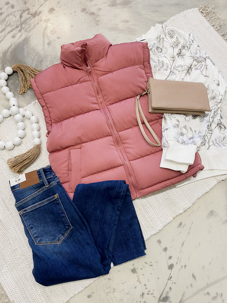 Puff Vest in Mauve