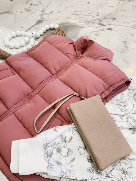 Puff Vest in Mauve