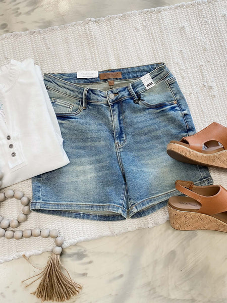 Judy Blue V-Front Vintage Wash Shorts