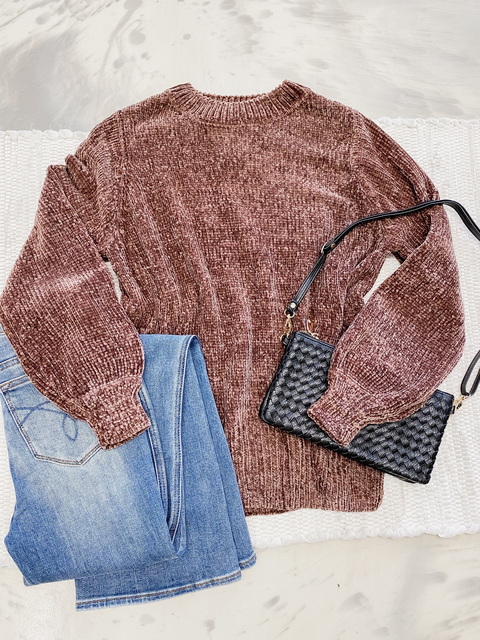 Chillin in Chenille Sweater Brown