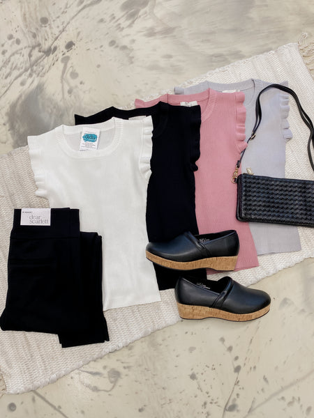 Ribbed Ruffle Top