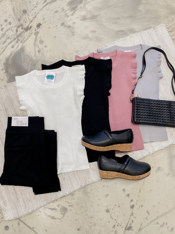 Ribbed Ruffle Top