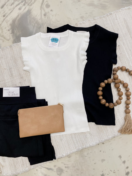Ribbed Ruffle Top