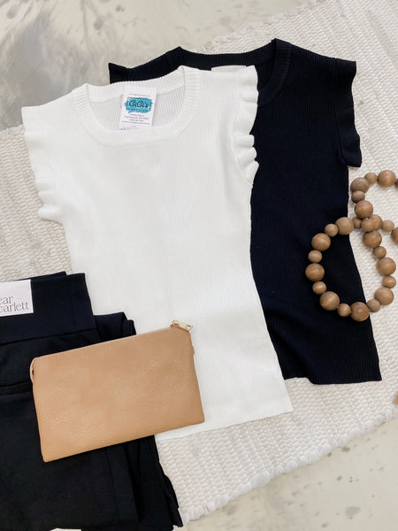 Ribbed Ruffle Top