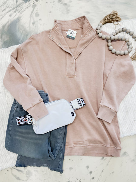 Michelle Mae Jesse Vintage Wash Snap Pullover Tan
