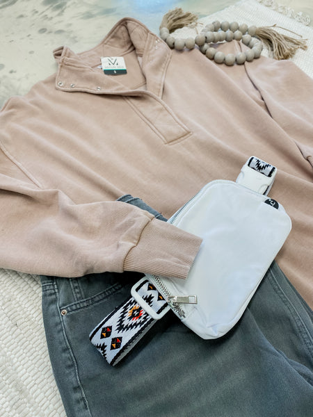 Michelle Mae Jesse Vintage Wash Snap Pullover Tan