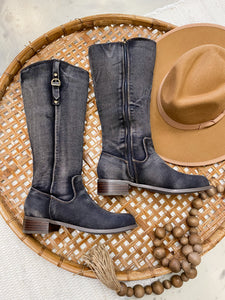 Corky Hold Your Horses Washed Dark Blue Denim Boots