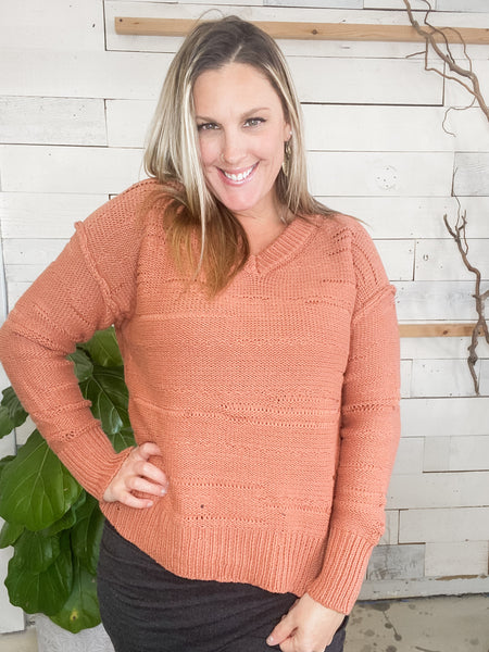 Dashing Distressed Sweater Terracotta