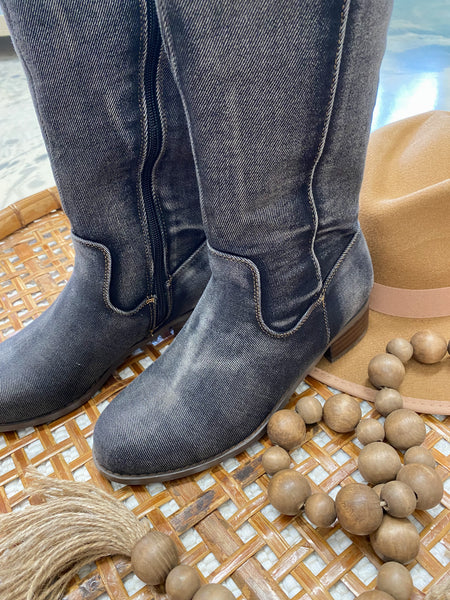 Corky Hold Your Horses Washed Dark Blue Denim Boots